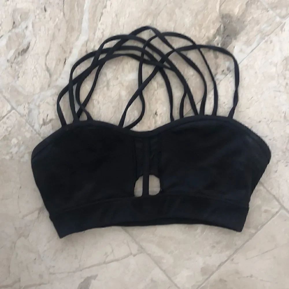 Black super strappy Glyder sports bra sz S